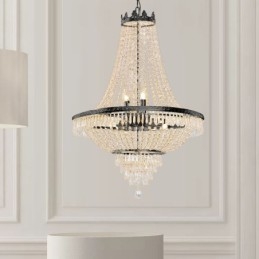 Klassieke kristallen kroonluchter zwarte Empire-stijl hanglamp 9 lampen
