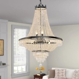Klassieke kristallen kroonluchter zwarte Empire-stijl hanglamp 9 lampen