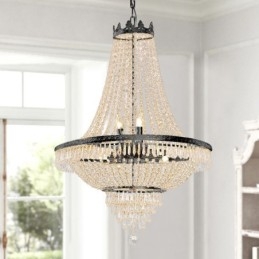 Klassieke kristallen kroonluchter zwarte Empire-stijl hanglamp 9 lampen