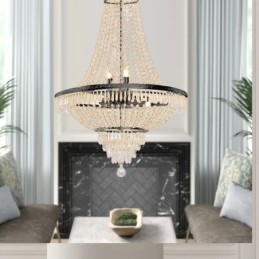 Klassieke kristallen kroonluchter zwarte Empire-stijl hanglamp 9 lampen