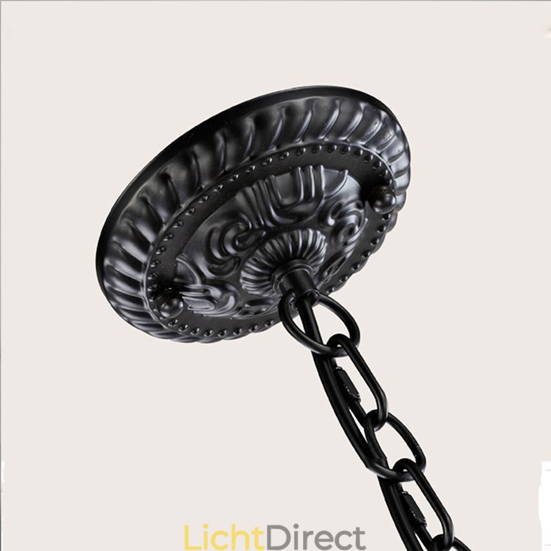 Rustieke smeedijzeren kroonluchter met 5 lampen