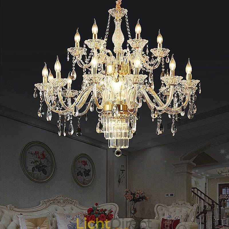 Grote kristallen kroonluchter Europese klassieke hanglamp