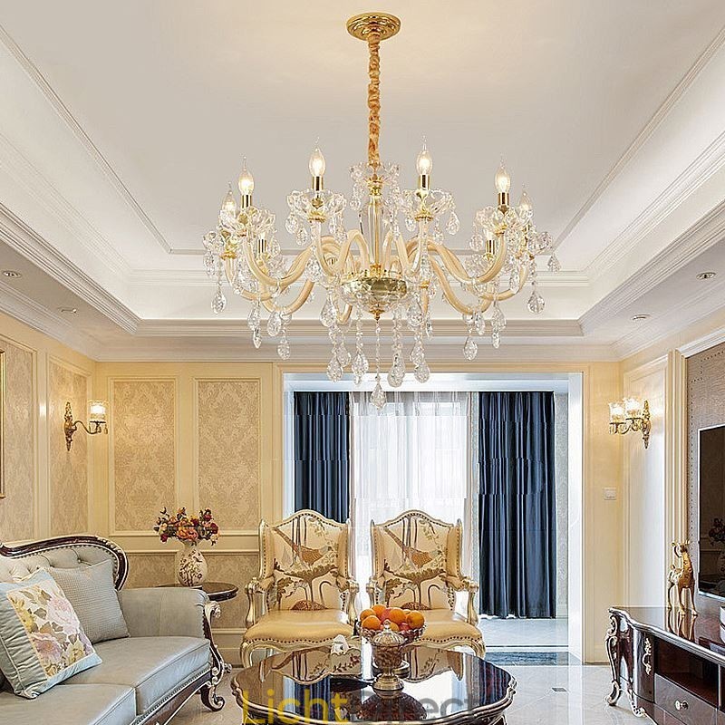 Elegante kristallen kroonluchter Europese stijl glazen hanglamp