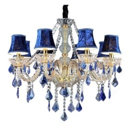 Europese Kristallen Kroonluchter Luxe Hanglamp Blauwe Hanglamp