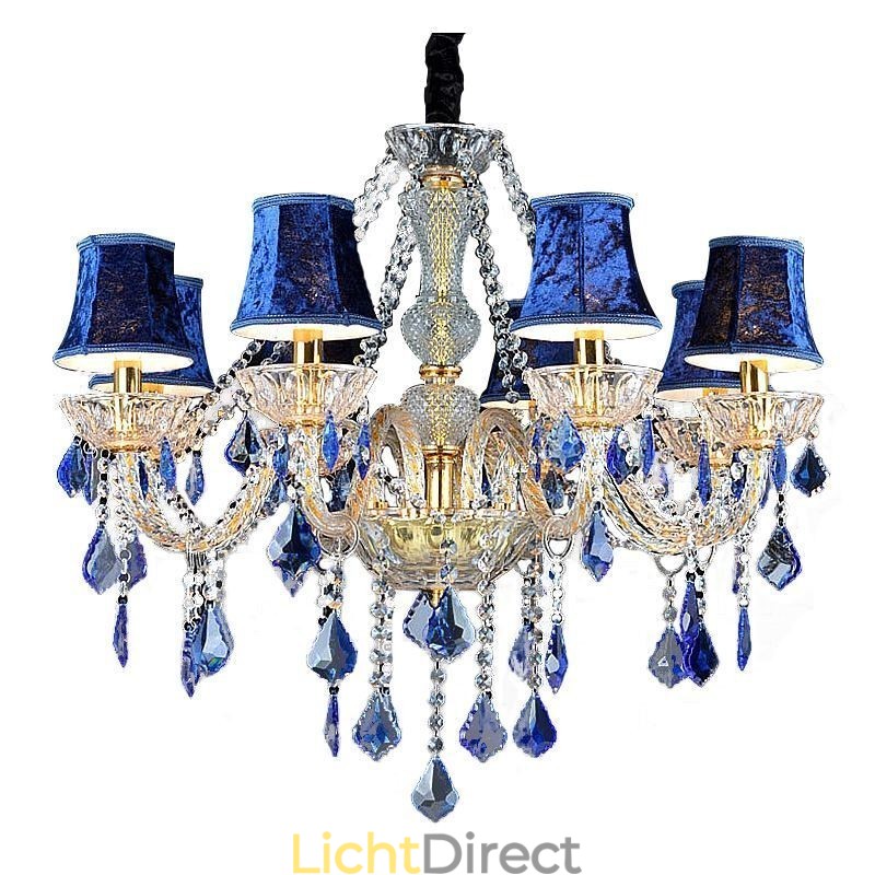 Europese Kristallen Kroonluchter Luxe Hanglamp Blauwe Hanglamp