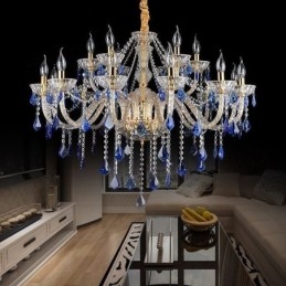 Europese Kristallen Kroonluchter Luxe Hanglamp Blauwe Hanglamp