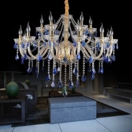 Europese Kristallen Kroonluchter Luxe Hanglamp Blauwe Hanglamp