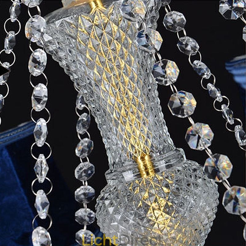 Europese Kristallen Kroonluchter Luxe Hanglamp Blauwe Hanglamp
