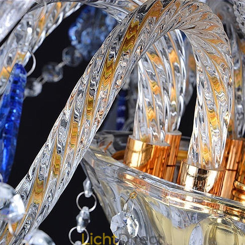 Europese Kristallen Kroonluchter Luxe Hanglamp Blauwe Hanglamp