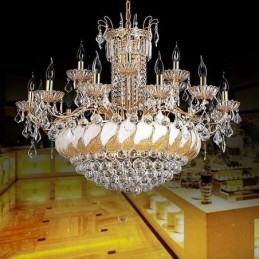 Grote luxe kristallen kroonluchter Europese gouden plafondlamp