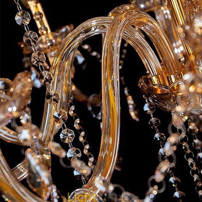 Europese kristallen kroonluchter elegante grote hanglamp amber