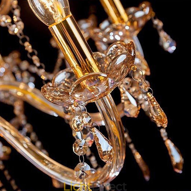 Europese kristallen kroonluchter elegante grote hanglamp amber