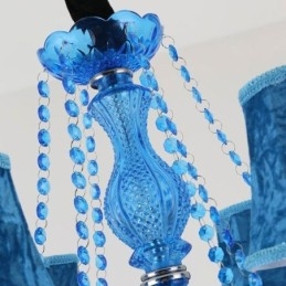 Grote kristallen kroonluchter Europese hanglamp Blauwe kleur Esthetisch