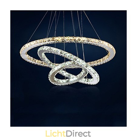 Hanglampen Amber en Helder K9 Kristallen Kroonluchter Verlichting met 3 Ringen