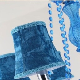 Grote kristallen kroonluchter Europese hanglamp Blauwe kleur Esthetisch