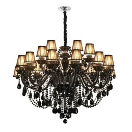 Luxe Europese stijl kristallen kroonluchter zwarte hanglamp
