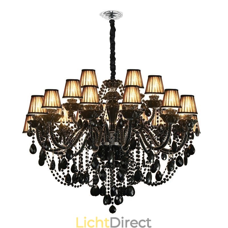 Luxe Europese stijl kristallen kroonluchter zwarte hanglamp