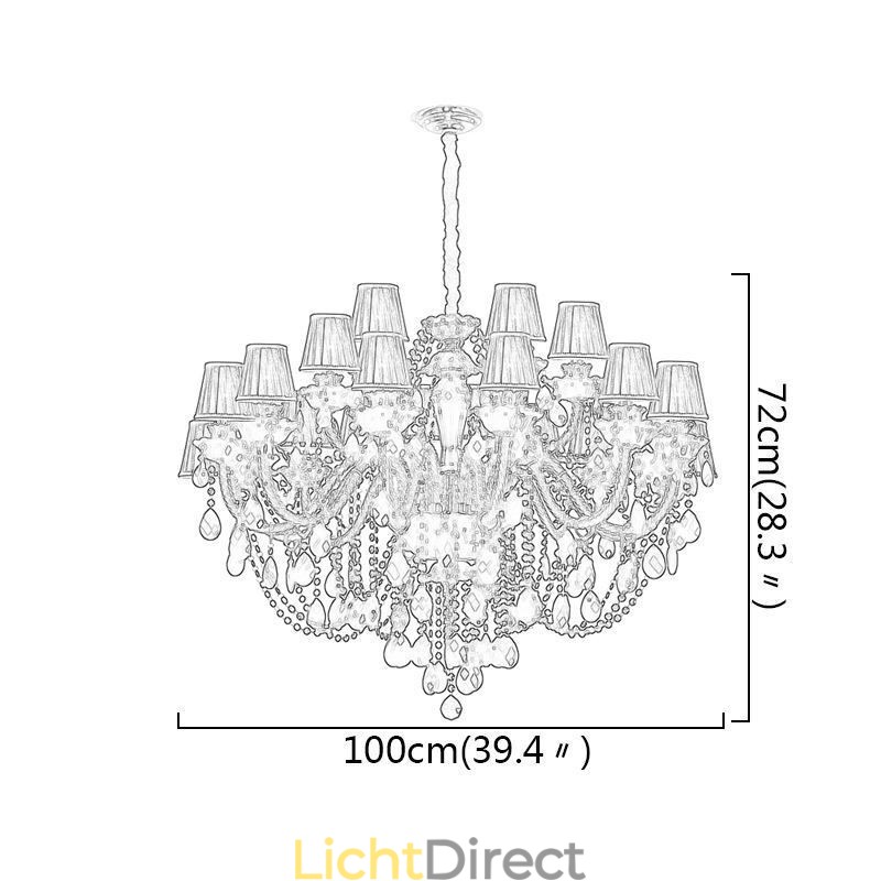Luxe Europese stijl kristallen kroonluchter zwarte hanglamp