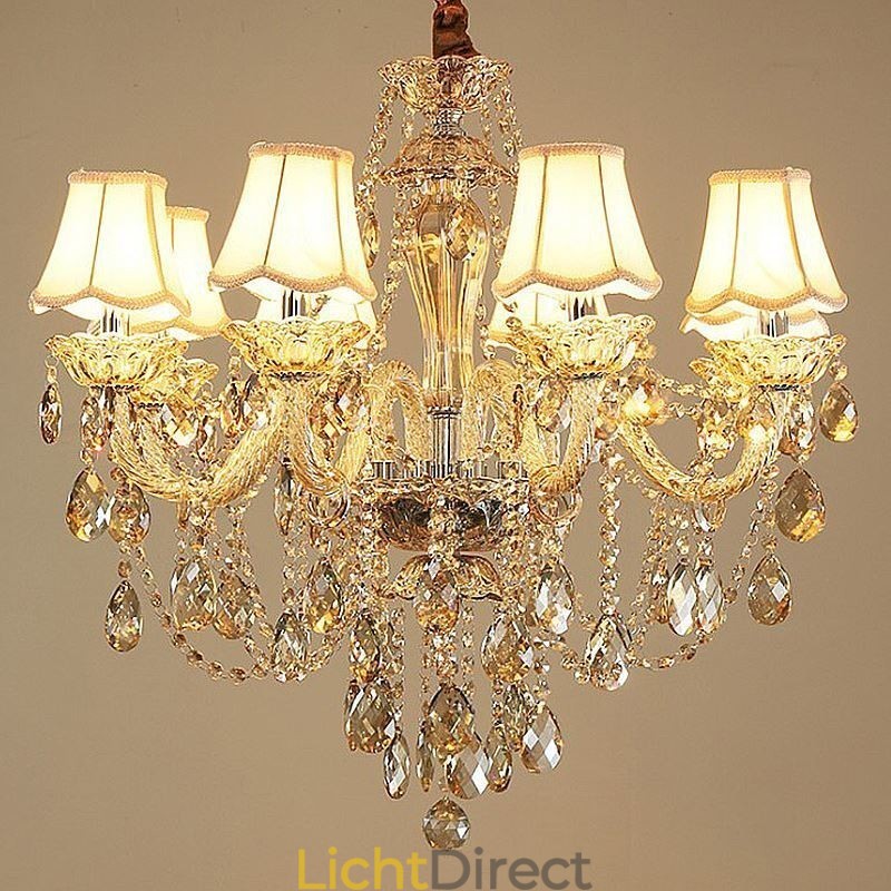 Kristallen kroonluchter Cognac plafondlamp Luxe Europees