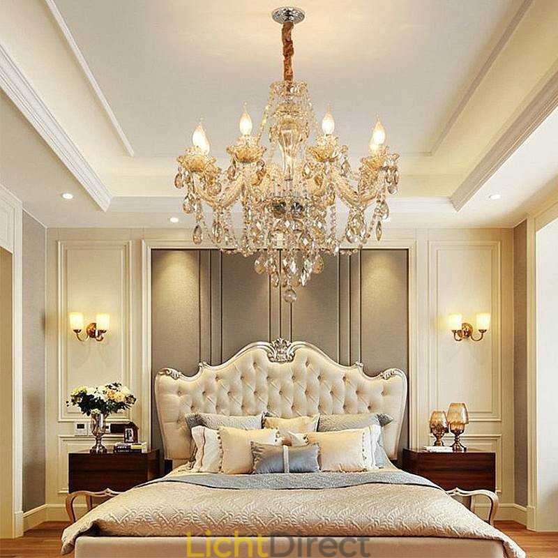 Kristallen kroonluchter Cognac plafondlamp Luxe Europees