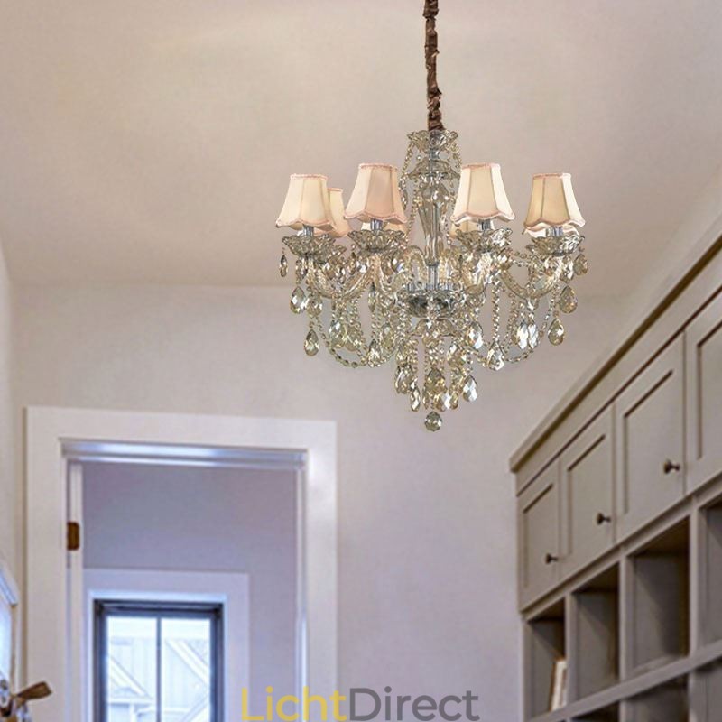 Kristallen kroonluchter Cognac plafondlamp Luxe Europees