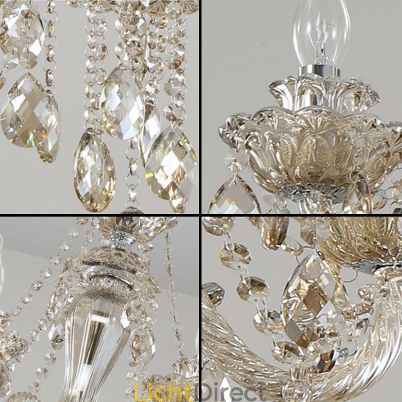 Kristallen kroonluchter Cognac plafondlamp Luxe Europees