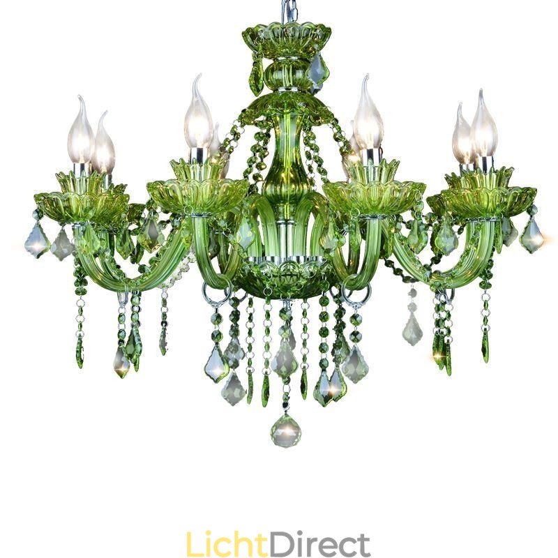 Europese stijl kristal groene kroonluchter kaars hanglamp