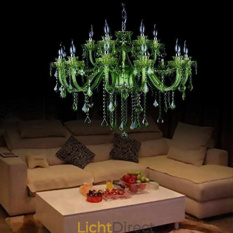 Europese stijl kristal groene kroonluchter kaars hanglamp