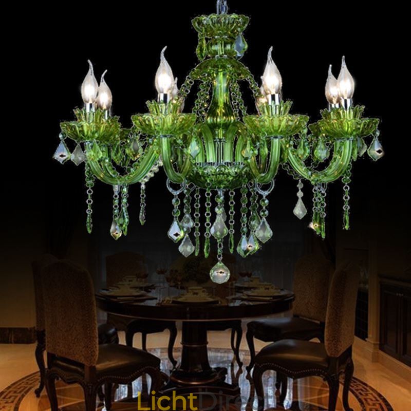 Europese stijl kristal groene kroonluchter kaars hanglamp