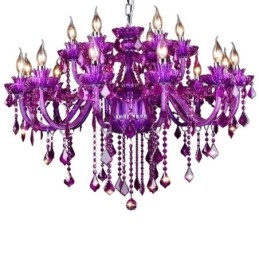 Elegante paarse kristallen plafondlamp Europese kroonluchter