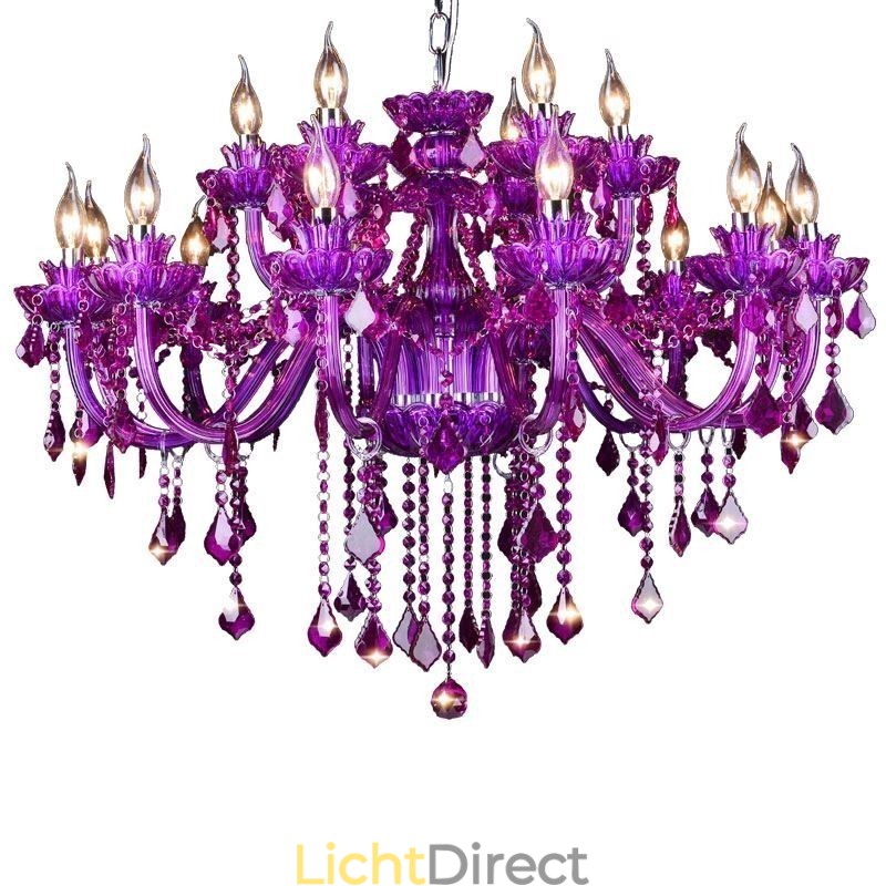 Elegante paarse kristallen plafondlamp Europese kroonluchter