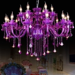 Elegante paarse kristallen plafondlamp Europese kroonluchter