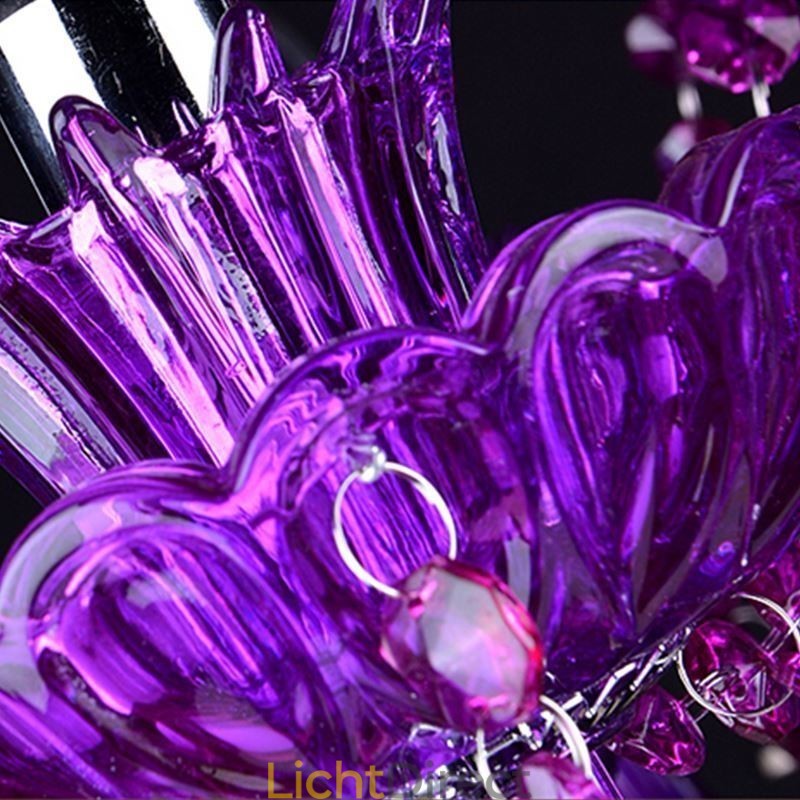 Elegante paarse kristallen plafondlamp Europese kroonluchter