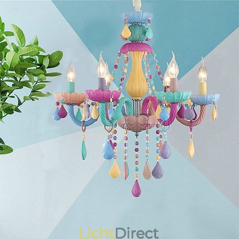 Europese kleurrijke kristallen kroonluchter Macaron hanglamp
