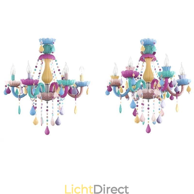 Europese kleurrijke kristallen kroonluchter Macaron hanglamp