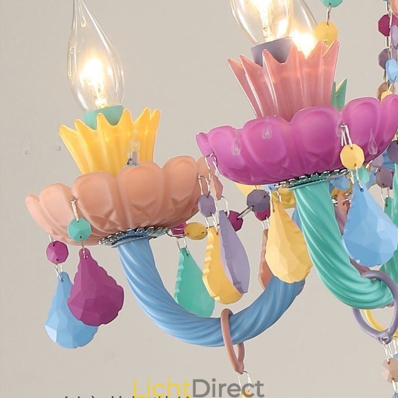 Europese kleurrijke kristallen kroonluchter Macaron hanglamp