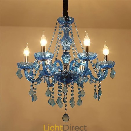 Europese stijl blauwe kristallen kroonluchter unieke hanglamp