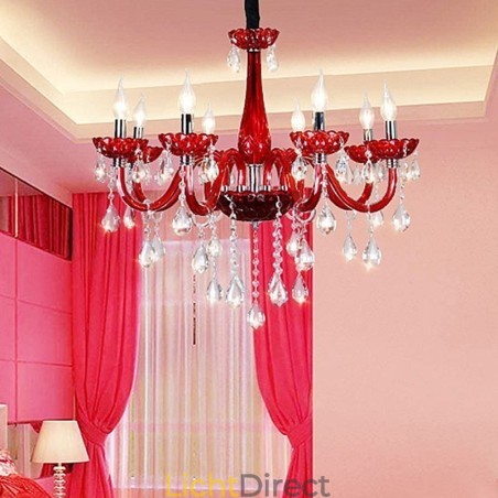 Moderne Europese kristallen kroonluchter rode kleur plafondlamp Moderne Europese kristallen kroonluchter rode kleur plafondlamp
