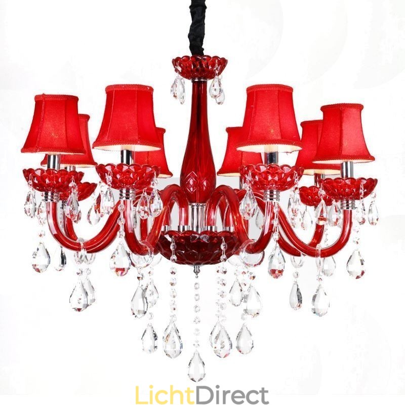 Moderne Europese kristallen kroonluchter rode kleur plafondlamp