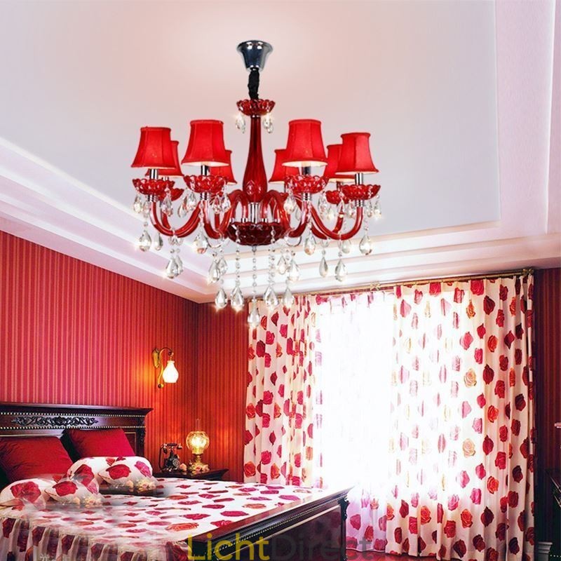 Moderne Europese kristallen kroonluchter rode kleur plafondlamp