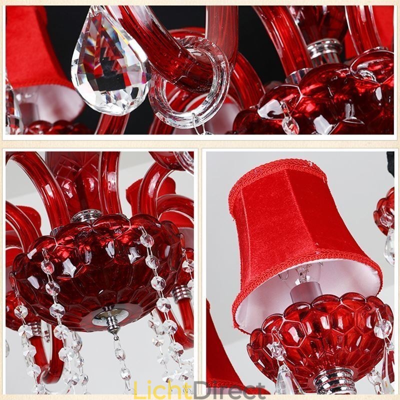 Moderne Europese kristallen kroonluchter rode kleur plafondlamp