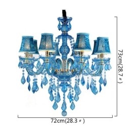 Grote blauwe kristallen kroonluchter Europese hanglamp