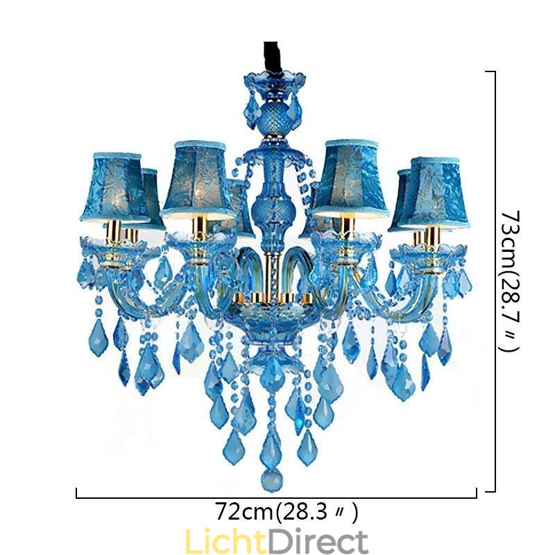 Grote blauwe kristallen kroonluchter Europese hanglamp