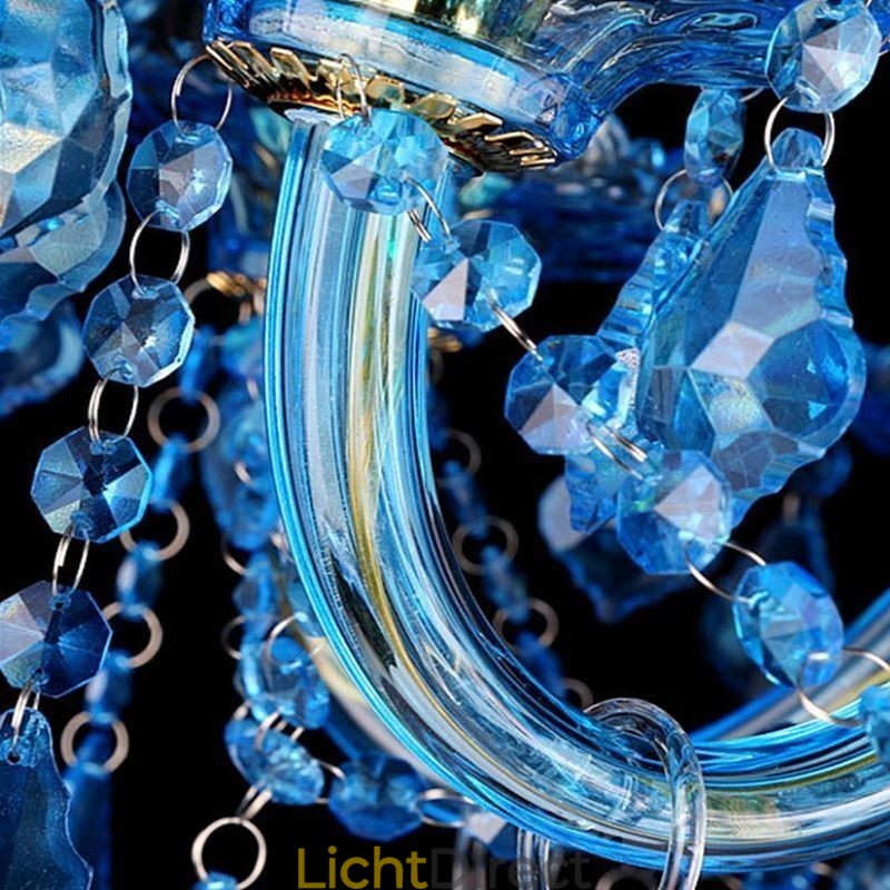 Grote blauwe kristallen kroonluchter Europese hanglamp