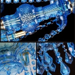 Grote blauwe kristallen kroonluchter Europese hanglamp