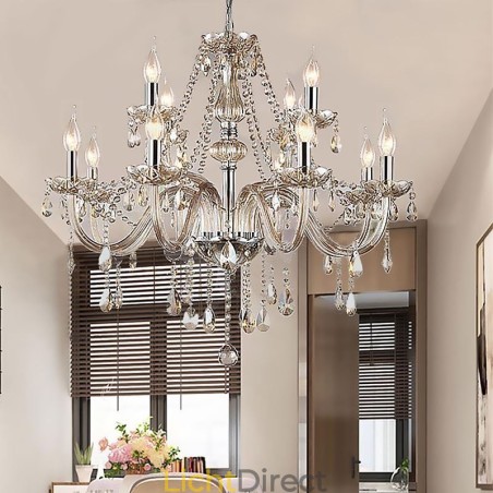 Grote kristallen kroonluchter cognac Europees plafondlamp Grote kristallen kroonluchter cognac Europees plafondlamp