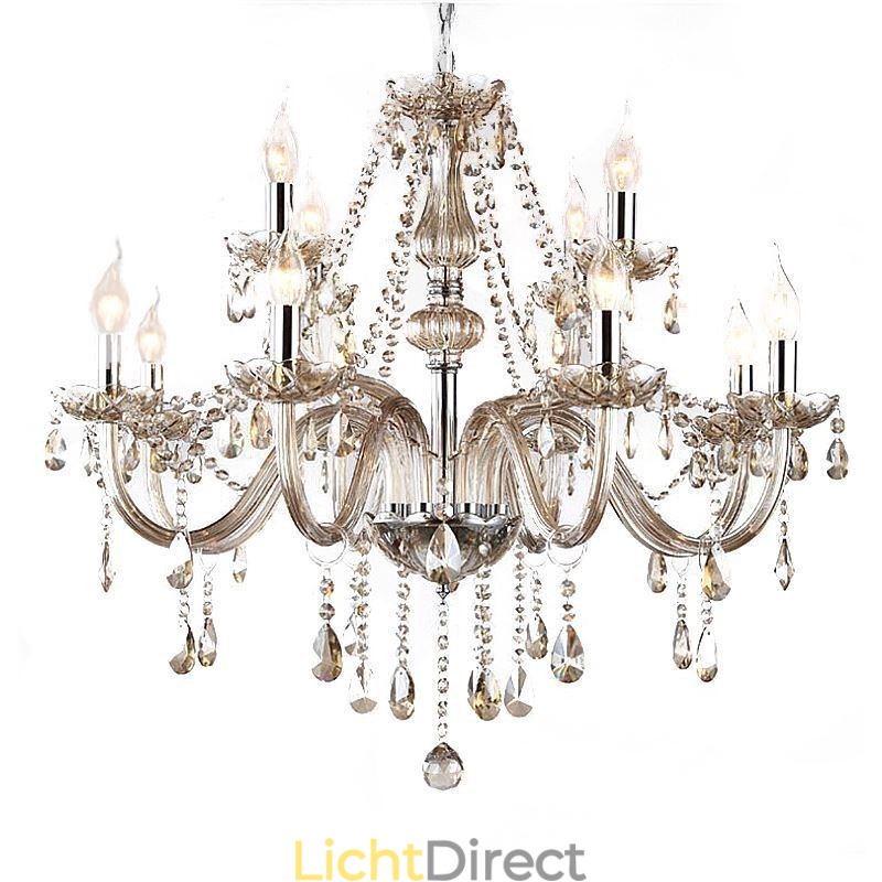 Grote kristallen kroonluchter cognac Europees plafondlamp