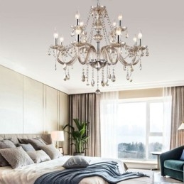 Grote kristallen kroonluchter cognac Europees plafondlamp