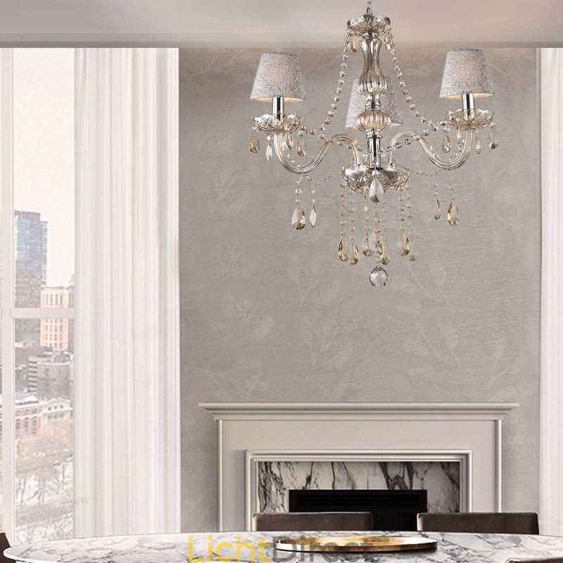 Klassieke Europese kristallen kroonluchter cognac hanglamp