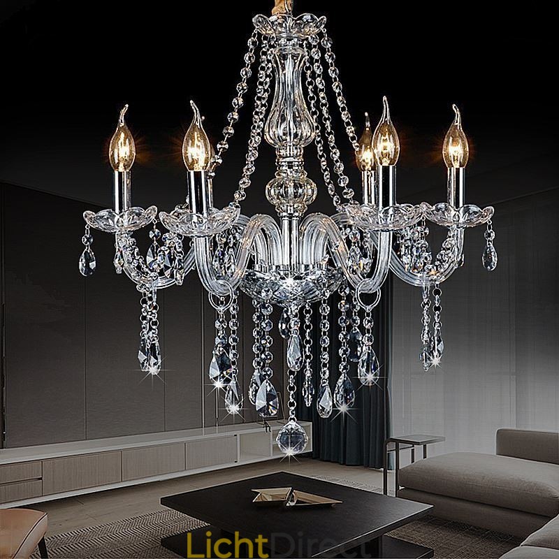 Grote Europese Kristallen Kroonluchter Transparante Plafondlamp